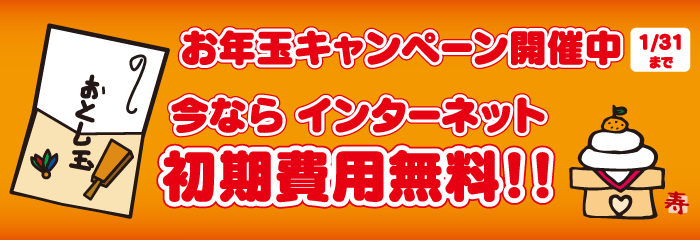お年玉キャンペーン - 期間中、インターネットにご加入いただくと、初期費用が無料になります!